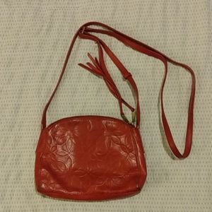 Pink/red HOBO crossbody flower embossed bag